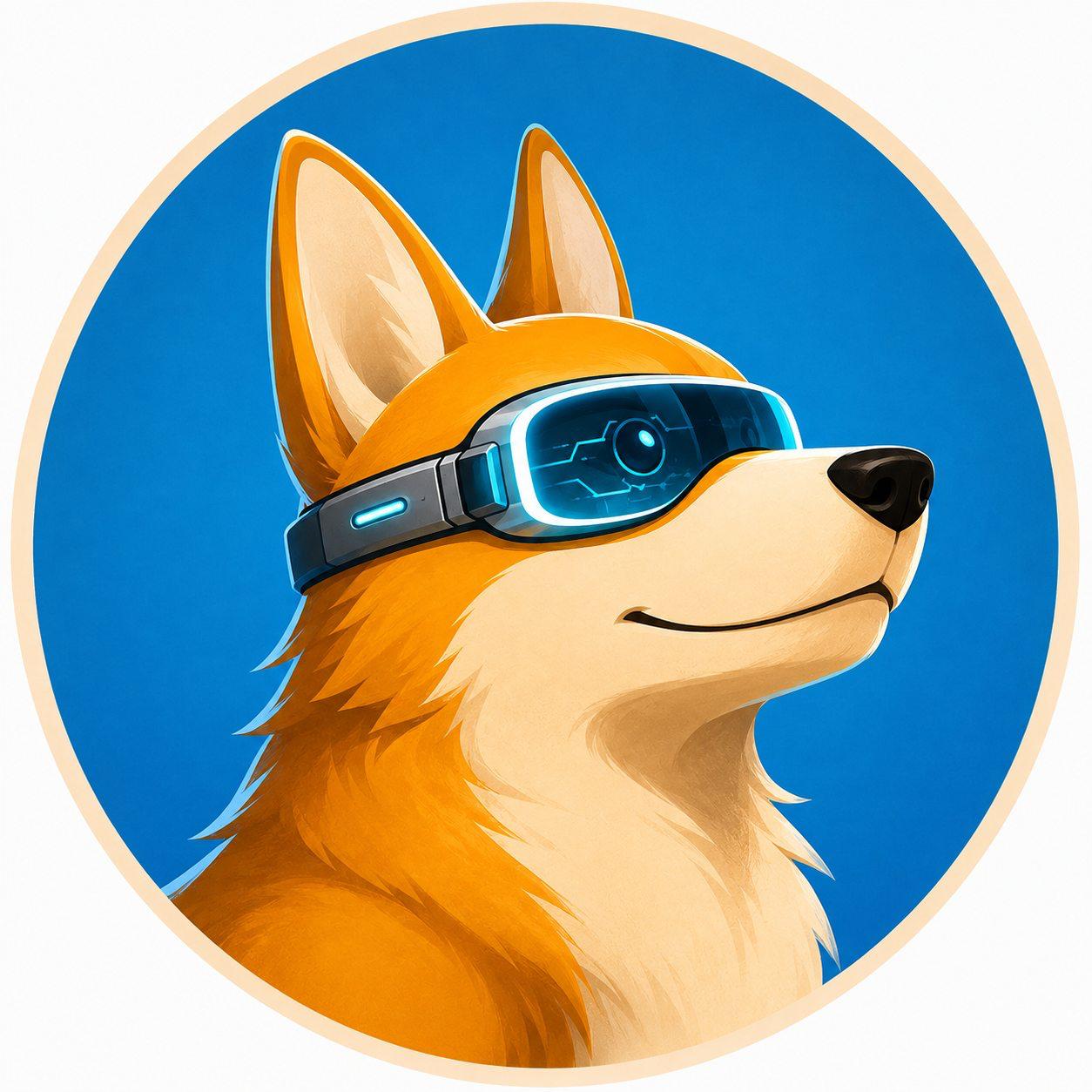 $RUFUS logo — Rufus the Amazon corgi
